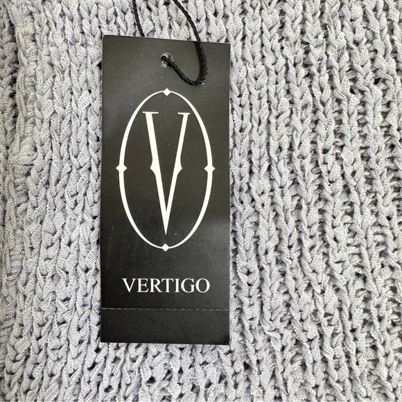 Vertigo Poncho Cape Shawl Gray Black Knit Lace Pom Pom Boho Cottagecore XL NWT - Picture 5 of 8